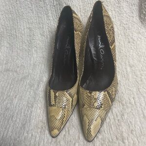David Aaron leather Snakeskin - Brown and beige slip on heels SZ10M